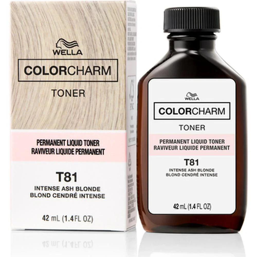 Wella Color Charm Toner T81 Intense Ash Blonde liquid toner for icy ash blonde hair